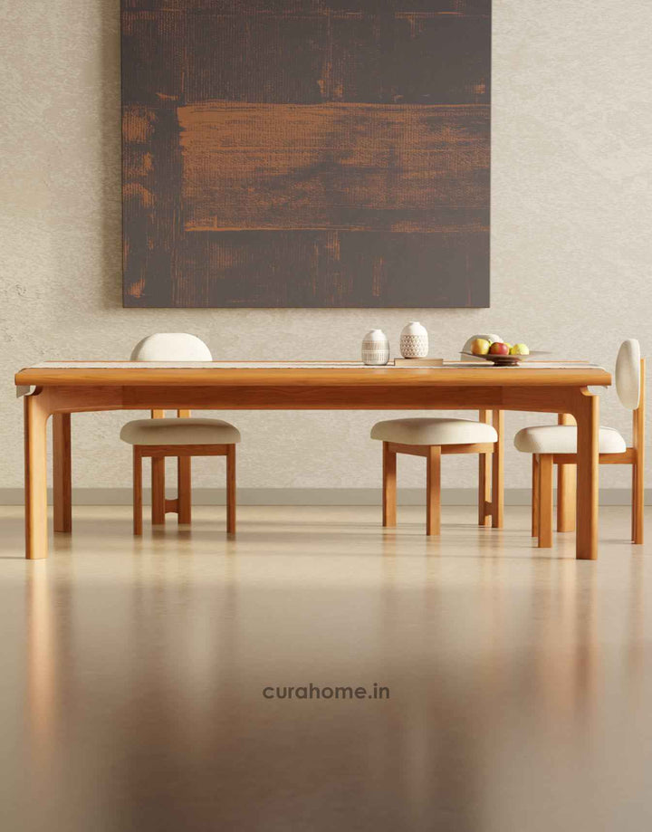 Ishaan Fluted Marble-Top Dining Table