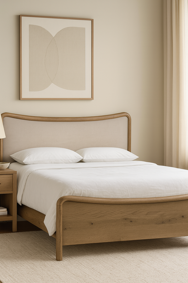 Lovella Upholstered on Ashwood Frame Bed