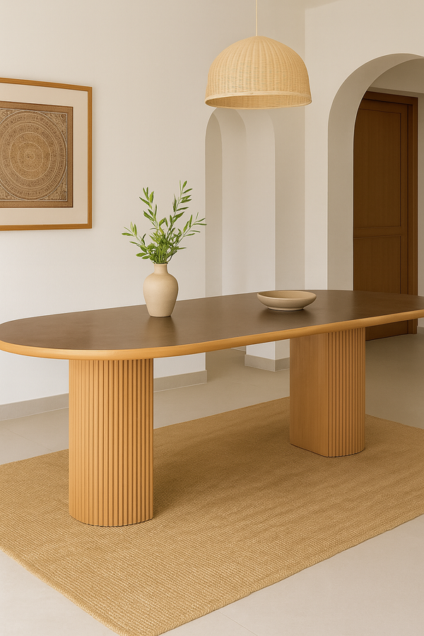 Ishaan Fluted Marble-Top Dining Table
