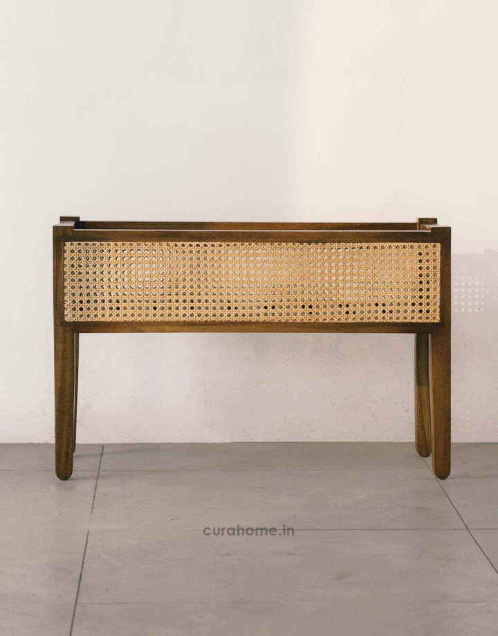 Gaya Plant Stand with Natural Rattan Weaving